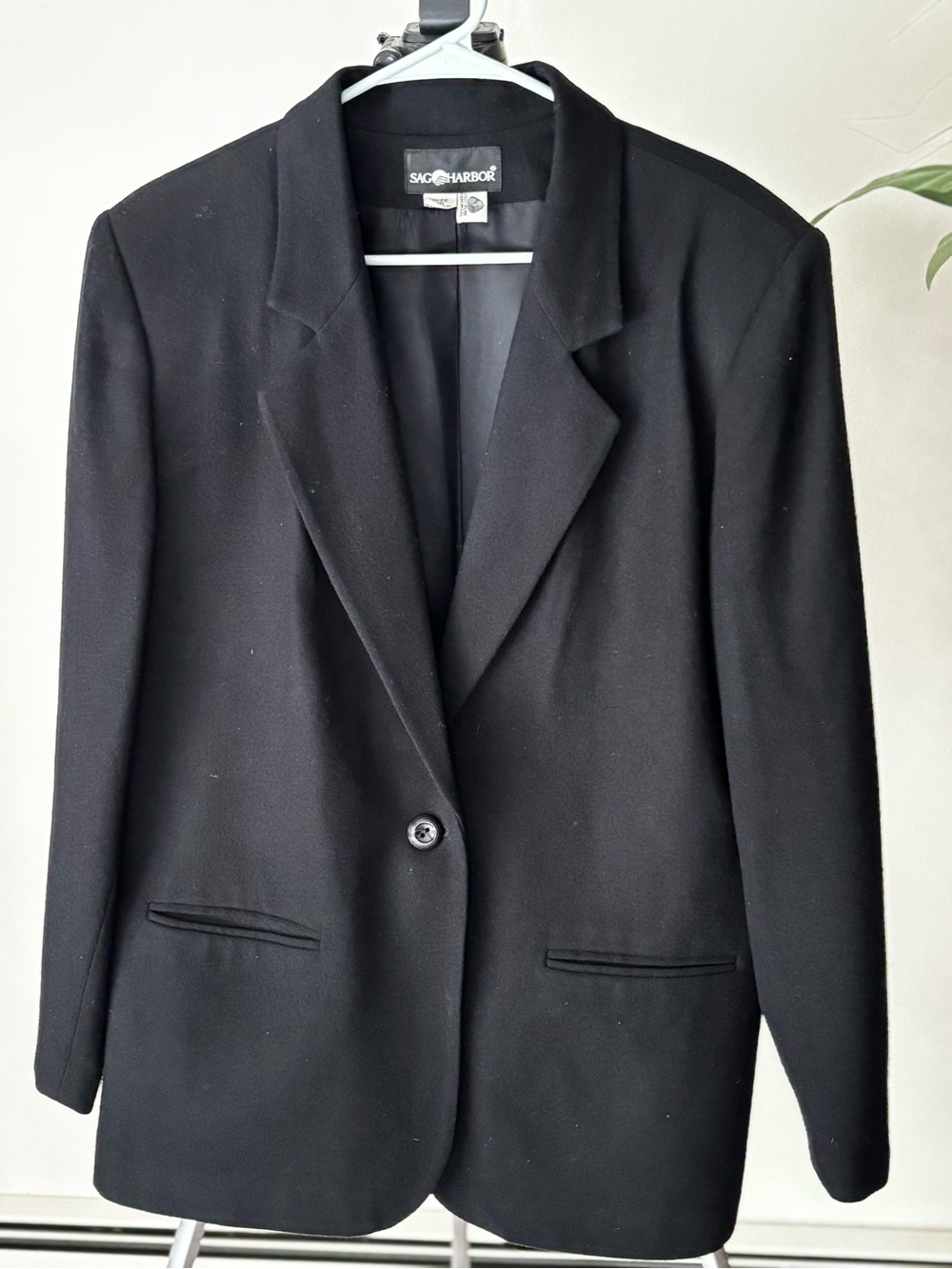 Sag Harbor Black Single-Button Women's Blazer Wool